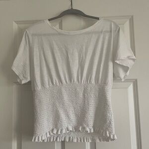 Smocked White Tee